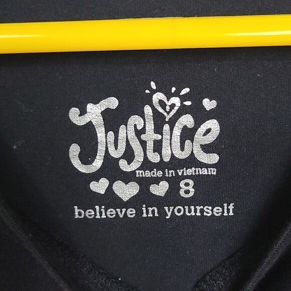 Justice Girls 8 Black "Epic Cool Girls Rule" Tee Short Sleeve Casual T-Shirt Top - Picture 3 of 5